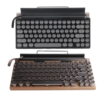 Клавиатура за пишеща машина с 83 бутони, Реколта Безжична Ръчна клавиатура с метални кръгли