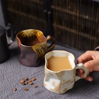 Класическа керамична чаша с неправилна форма, чашата за кафе на креативно изкуство 280 мл