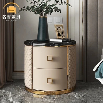 Класически дизайн с диаманти, Позлатен Двуслойни Дървена кутия, малка странична маса, Маси за съхранение, Нощни шкаф, бюро