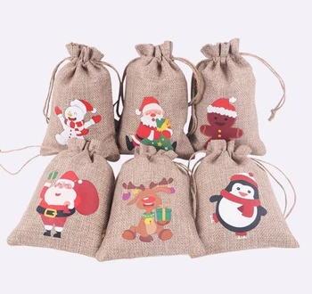 Коледно бельо чанта от съвсем малък от зебло, Дядо Коледа, Снежен човек, Опаковка на шоколади, бижута, Подаръчни комплекти, Коледни сувенири, бижута SN