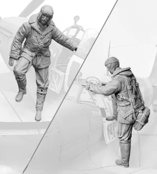 Колекция от модели фигури на войници от смола 1/32, Военно хоби, Миниатюрни бойци, пилоти, 2 души, в разглобено формата и небоядисана, безплатна доставка