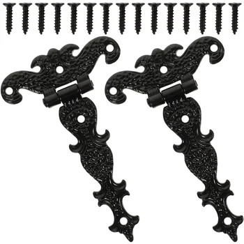 Комплект Т-образни врати на панти за врата, 2 предмета, Тежки Панти, Външни Черни Странични окачени дървени огради