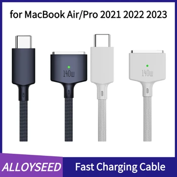 Конектор Тип C за Протоколи кабел за бързо зареждане 3 PD140W, Кабел за зарядно устройство с led индикатор USB-C PD3.1 за MacBook Air/Pro 2021 2022 2023