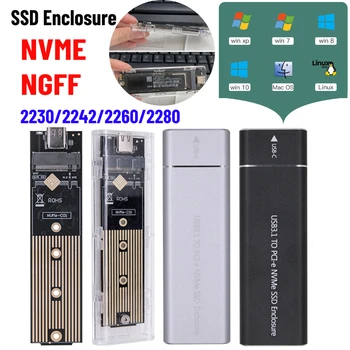 Корпус на твърдотелно устройство за съхранение M. 2 NVME PCIe NGFF M2 SSD Case Външен двухпротоколный твърд диск USB3.1 2230 2242 2260 2280 Размери