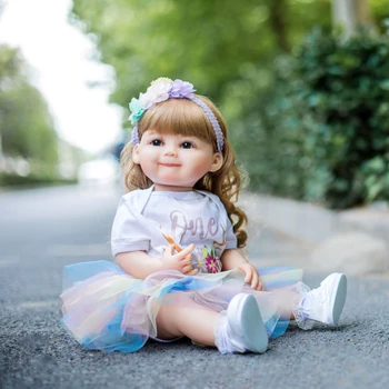 Кукла Реборн 22 инча, супер сладка кукла UU, изцяло силиконова момиче за детски играчки, подарък за рожден Ден и Детски ден