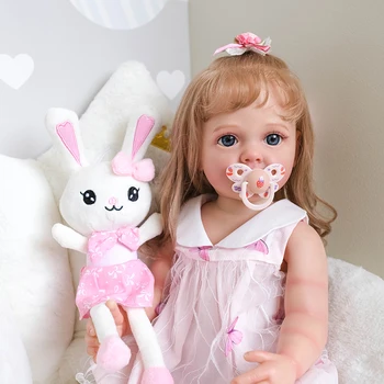 Кукла Реборн 55 см, силиконова кукла за цялото тяло, реалистичен дете Ръчна изработка, 3D кожа, Многопластова живопис с видими венами, детска играчка
