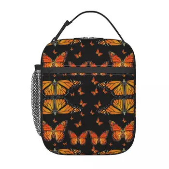 Куп оранжеви Пеперуди-Монарси, Студентски училищна чанта за обяд, Оксфорд чанта за обяд и за офис, пътуване, Къмпинг, Термохолодильник, Обяд-бокс