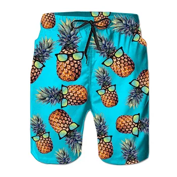 Къси Панталони с шарките на ананас, Мъжки Ежедневни Летни плажни шорти, Бански, Готин бански, бързо съхнещи Мъжки Модни шорти