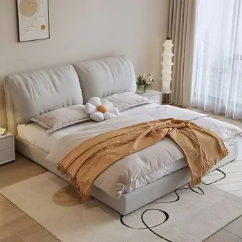Легло от италианската минималистичной плат, Мрежа за главната спалня, Червен 1,8 м, Малък блок от 1,5 м, Единично легло, Мека чанта От тъкан, Художествена Двойно легло