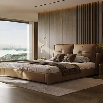 Лека Луксозно легло в италиански стил 1,8 м, Главна спалня, Престижно атмосфера, Мека чанта, Кожено легло, Сватбена легло, Двойно легло