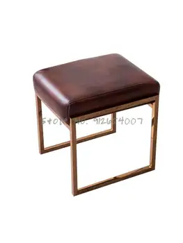 Лесен луксозен кожен стол, Модерен стол за грим, Квадратен табуретка от тъкан от неръждаема стомана, Тоалетка табуретка, пробната на магазин за дрехи