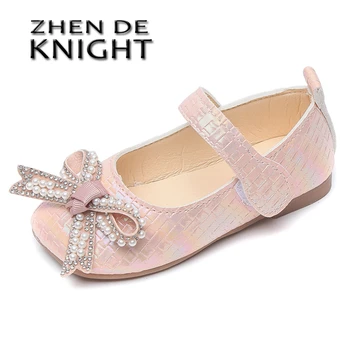 Летни обувки на Принцеса за момиченца 2023 г., Модни Удобни детски кожени обувки с мека подметка, удобни балет апартаменти