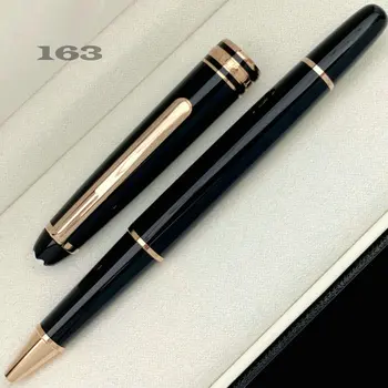 Лимитирана серия Луксозни Писалки-Ролкови MB 163 от черна Смола Blance Химикалка Офис Училищна Писалка за Писма със Сериен номер