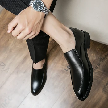 Лоферы без закопчалка, мъжки модни кожени обувки от висок клас в британския стил, ежедневни обувки за мързеливи хора, излизащи на улицата
