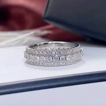 Луксозно Дамско пръстен с Цирконий, Годежни пръстени Сребърен цвят За Мъжете, Очарователно Модно Годежен пръстен с малък Бял камък, Бижута