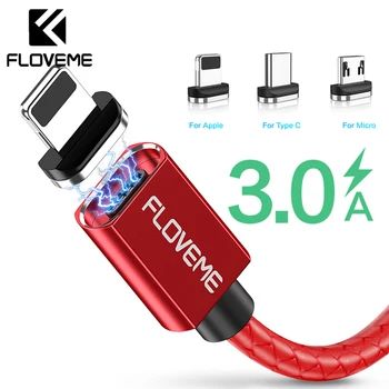 Магнитен USB кабел FLOVEME за iPhone Type-C Micro USB 3A Кабел за Бързо Зареждане на iPhone Xiaomi Samsung Линия за Предаване на данни Зарядно устройство за телефон
