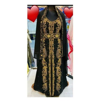 Марокански черна дълга риза Абая Farasha, дубай роба, дълга рокля със свободно шал, европейски и американски моден тренд