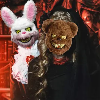 Маска мечка, зловеща маска на зайче на Хелоуин, изискан реалистичен подпори за партита, фестивали, декорация, маска носят на Хелоуин