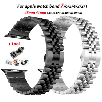 Метална Каишка За Apple Watch band 44 мм 40 мм 45 мм 41 мм 42 мм 38 мм Ултра 49 мм Стоманена гривна correa para apple watch de 44 мм
