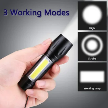 Мини led фенерче С вградена батерия, лампа-фенерче с фокусно разстояние, Акумулаторна батерия и USB-фенер, Регулируема Водоустойчив външен led фенерче-писалка