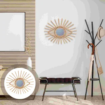 Модел стенен декор от ратан с огледало, окачен медальон, занаятчийско декорация, нежна здрав