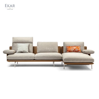 Модерен минималистичен мебели в италиански стил, Големи Метални Крака L-образна форма, Ъглов диван за Рецепционист, Мебели за Всекидневна