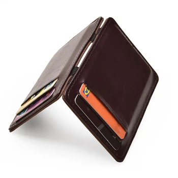 Модерен Портфейл от Изкуствена кожа, Тънък Вертикален мъжки портфейл, чантата си, с еластична лента, Ретро Женски държач за карти, джоб за кредитни карти за мъже