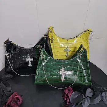 Модни Дамски чанти на стил Y2K с крокодиловым принтом, Луксозни Дизайнерски чанти, дамски чанти-тоут в корейски стил, чанти през рамо, модни чанти 2023