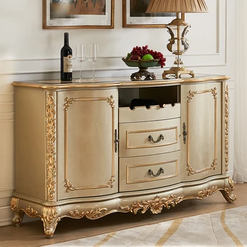 Мраморна маса за хранене, гардероб в европейски стил, луксозен винен шкаф от масивно дърво, шкаф за съхранение на златни diy, купа