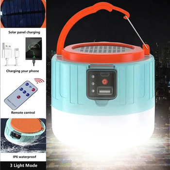 Мултифункционална лампа за къмпинг, слънчев акумулаторна батерия led дистанционно управление, аварийно лампа, нощен пазар за палатки, мобилно осветление