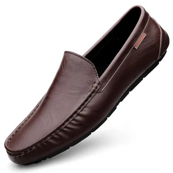 Мъжки ежедневни обувки от естествена кожа, луксозни маркови мъжки лоферы, Мокасини, Дишаща Италиански обувки за шофиране без закопчалка, Chaussure Homme