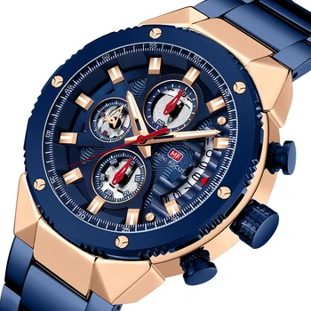 Мъжки часовник, най-добрата марка за луксозни спортни мода, кварцов часовник, светещите стрелки от неръждаема стомана, с хронограф Relogio Masculino