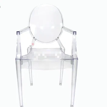 На едро Акрилен прозрачен стол Ghost с подлакътници за мебели за сватбени събития