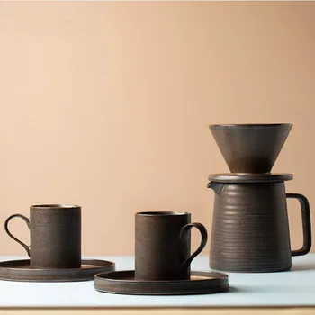 Набор от кафе Чаши, ръчно изработени Home Sharing Pot Керамични кана за кафе са ръчно изработени Капково тип V60 Филтърна чаша