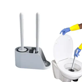Набор от Тоалетни четки с титуляра, Силиконовата четка за баня С Титуляра, за Многократна употреба, за да проверите за почистване на Тоалетната чиния, на Силиконова четка за почистване на глави