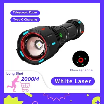 Най-новият бял лазерен супер мощен фенер 2000 м USB Акумулаторна лампа 26650, мощно led фенерче, тактически фенер