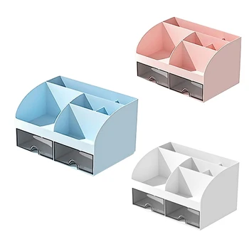 Настолен Органайзер-Офис Органайзер С 6 отделения и 2 Малки чекмеджета, Настолна кутия за съхранение на Притежателите на дръжки, дистанционно управление Бял Цвят за Еднократна употреба.
