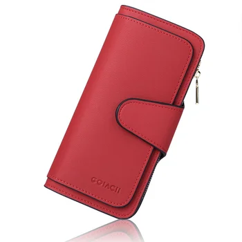 Нов дамски дълъг портфейл RFID голям капацитет с отстъпка от 40%, чантата е от изкуствена кожа с няколко карти