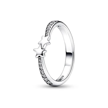 Нов пръстен Pandora от Сребро 925 проба с включени звездите, пенливи пръстен за жени, модерен бижута подарък за рожден Ден
