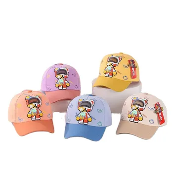 Нова мультяшная детска солнцезащитная шапка Лятна детска бейзболна шапка Памучен Регулируема шапка с козирка за момчета и момичета Спортна бейзболна шапка за момичета на открито