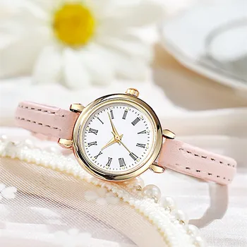 нови модни малки кръгли часове на колана за момичета, кварцов дамски часовник, подарък, изискани и минималистичные дамски часовник