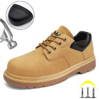 Нови мъжки работни и защитни обувки, Есенно-зимни защитни обувки, Мъжки Неразрушаемые работни ботуши със защита от удар и пробождане, Работни обувки
