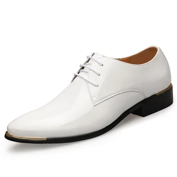 Нови Черни Кожени Меки Мъжки Модел обувки с ниски Берцем, Обикновен Мъжки Кожени обувки в Бял Цвят, Сватбени обувки Размер 38-48