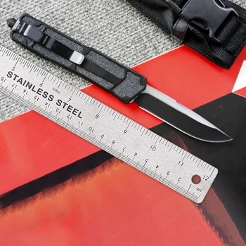 Нож Micro OTF Tech Серия SC 440C Със Стоманени Остриета с с едно Ръба на Твърдост 57HRC, Ръкохватка От въздухоплавателни средства, алуминиева Сплав, Нож за Самозащита