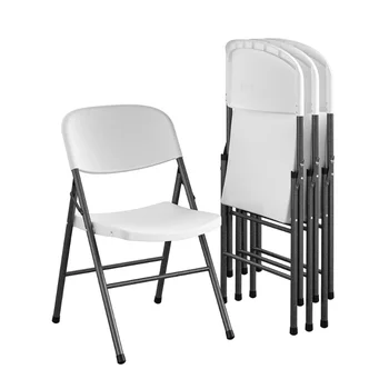 Опора, 4 бр. Комплект сгъваеми столове от висококачествена смола, преносим конферентна зала, бял