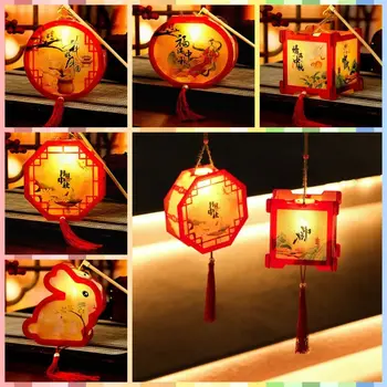 Пластмасов Нажежен Фенер Електронен Заек/Светещи Фенери във формата на осмоъгълник, Ветрозащитный Традиционен Китайски Стил