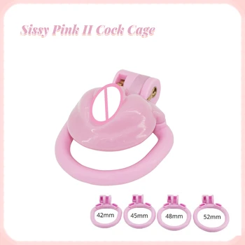 Пластмасова Клетка за Целомъдрието Pink II Cock Cage Секс-играчки За Момиченце Мъжки Колан на Целомъдрието Имитира Женската Путка С Пръстен за пенис 4 Размера Секс Играчки 18