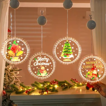 Подаръци Украса под формата на подвесного лампа във формата на Снежен човек, Кръгла лека нощ, Коледна лампа за декорация на дома, Led лампа за украса, Коледна елха