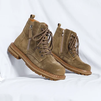 Популярни работни обувки за мъже, модерни военни обувки, мъжки Удобни Ежедневни мъжки обувки, Каубойски ботуши, мъжки размери 38-44