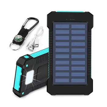 преносим банка на слънчева енергия на открито, Водоустойчив USB-компас, външно зарядно устройство за iPhone, смартфон, Power Bank, led осветление